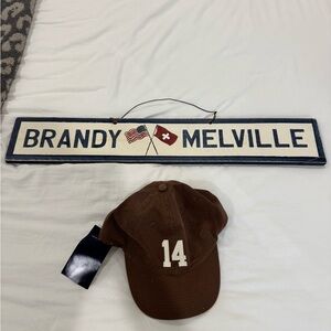 Brandy Melville Chocolate Brown Cap with White Number